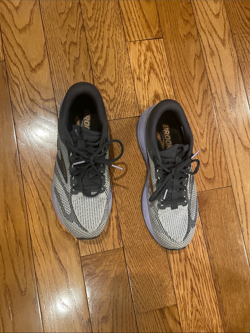 Brooks Womens Athletic Running Shoes - Gray and Black with Purple Midsole